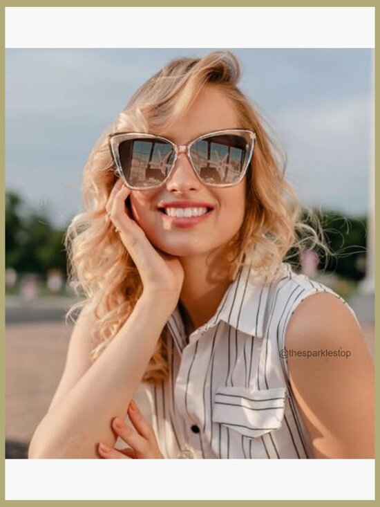 Polarized Retro Square Cat Eye Sunglasses with Metal Temples main image 5